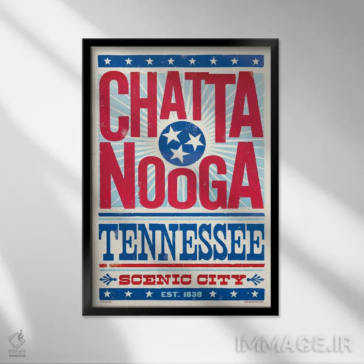 تابلو مدرن پوستر چاپ حروف چاتانوگا اثر جیم زانیسر - نمای قابدار مشکی