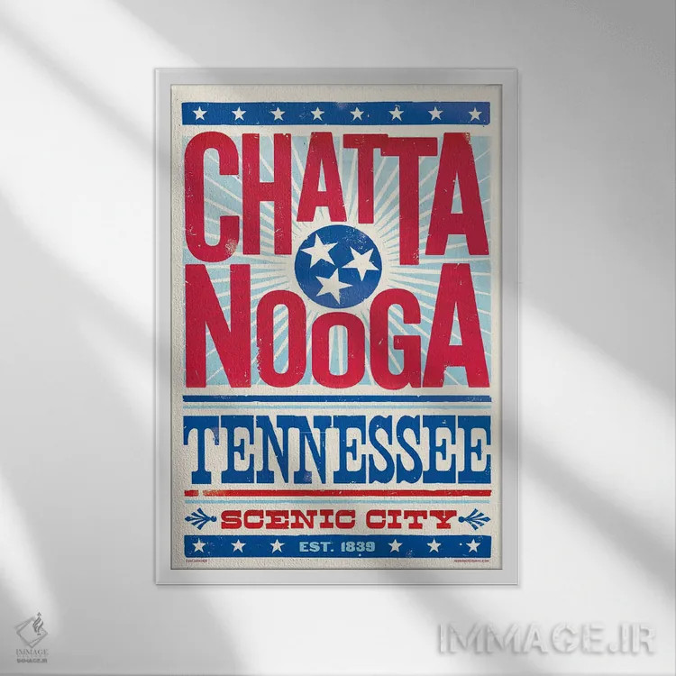 تابلو مدرن پوستر چاپ حروف چاتانوگا اثر جیم زانیسر - نمای قابدار سفید