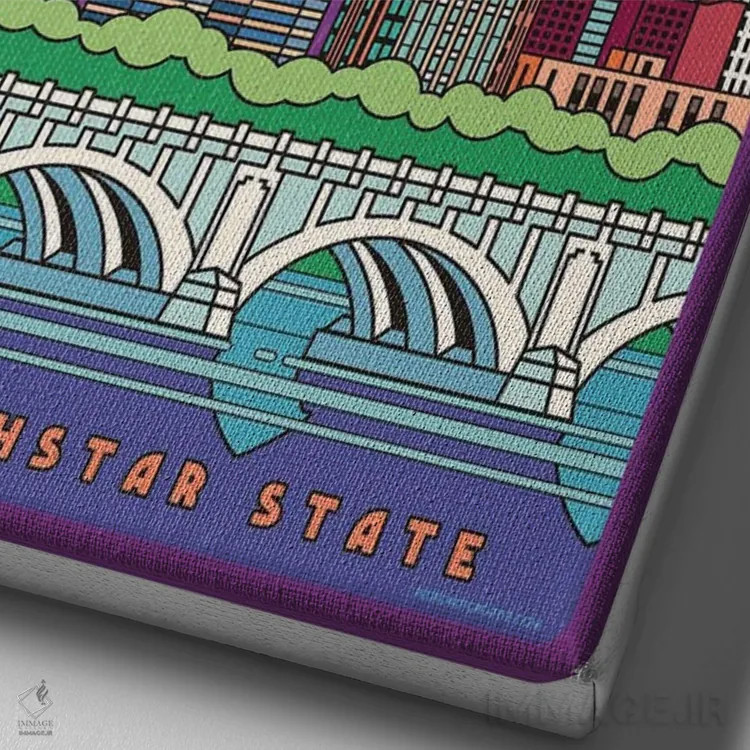 تابلو مدرن پوستر سفر پاپ آرت مینیاپولیس اثر جیم زانیسر - نمای نزدیک بافت بوم