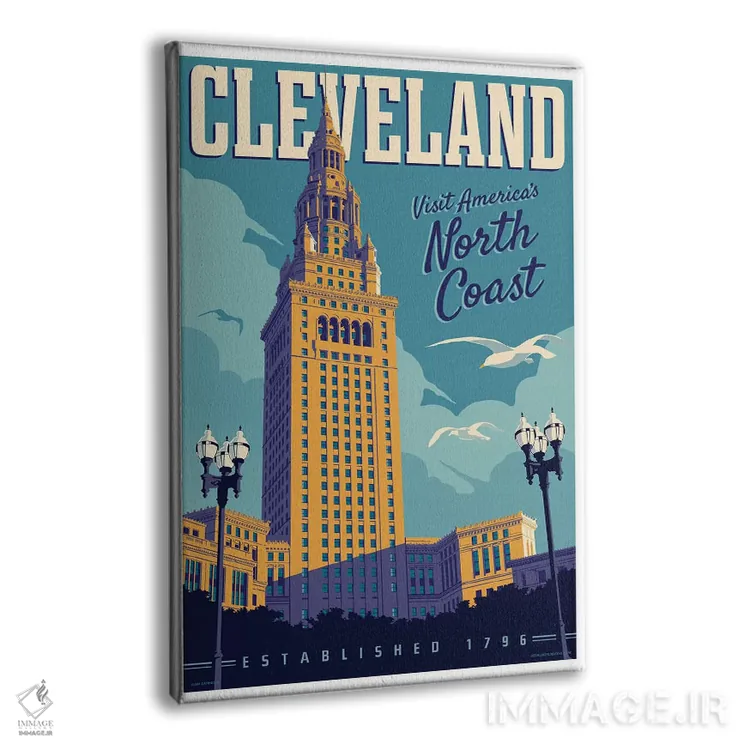 تابلو دکوراتیو پوستر سفر کلیولند اثر جیم زانیسر - نمای پرسپکتیو محصول