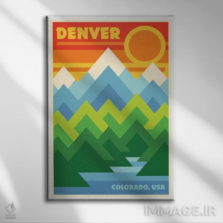 تابلو دکوراتیو پوستر سفر رترو دنور اثر جیم زانیسر - نمای روبهرو روی دیوار