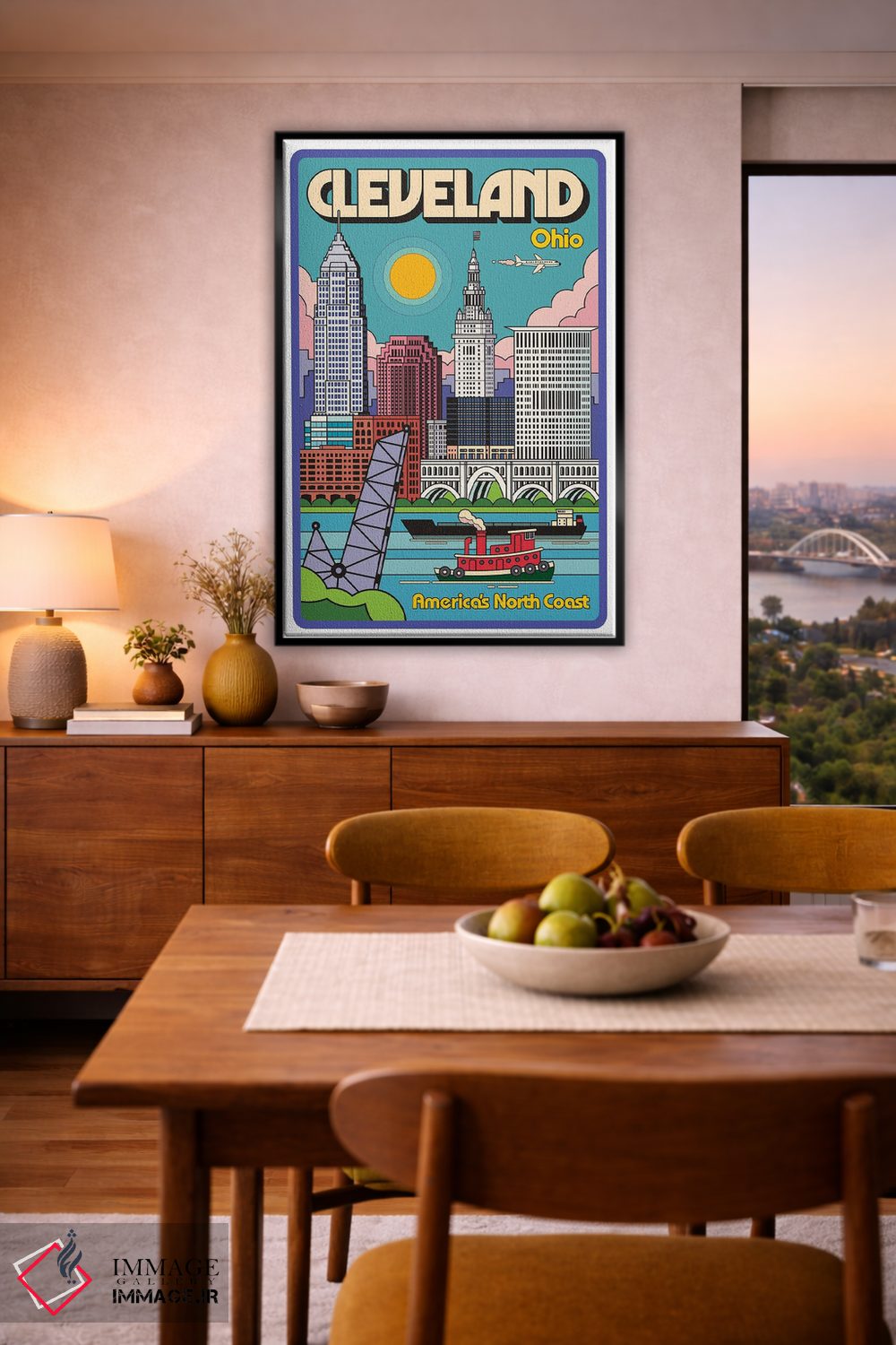 تابلو دکوراتیو پوستر سفر پاپ آرت کلیولند اثر جیم زانیسر - D5B