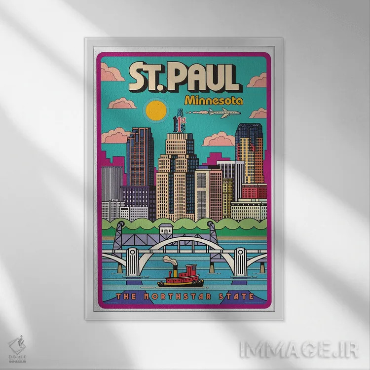 تابلو مدرن پوستر سفر پاپ آرت سنت پل اثر جیم زانیسر - نمای قابدار سفید