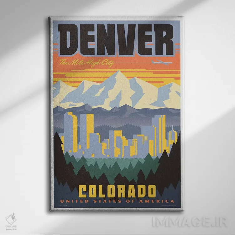 تابلو دکوراتیو پوستر سفر دنور اثر جیم زانیسر - نمای روبهرو روی دیوار