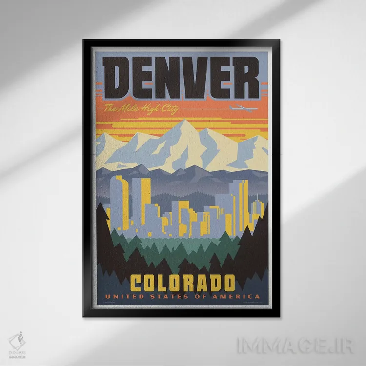 تابلو دکوراتیو پوستر سفر دنور اثر جیم زانیسر - نمای قابدار مشکی