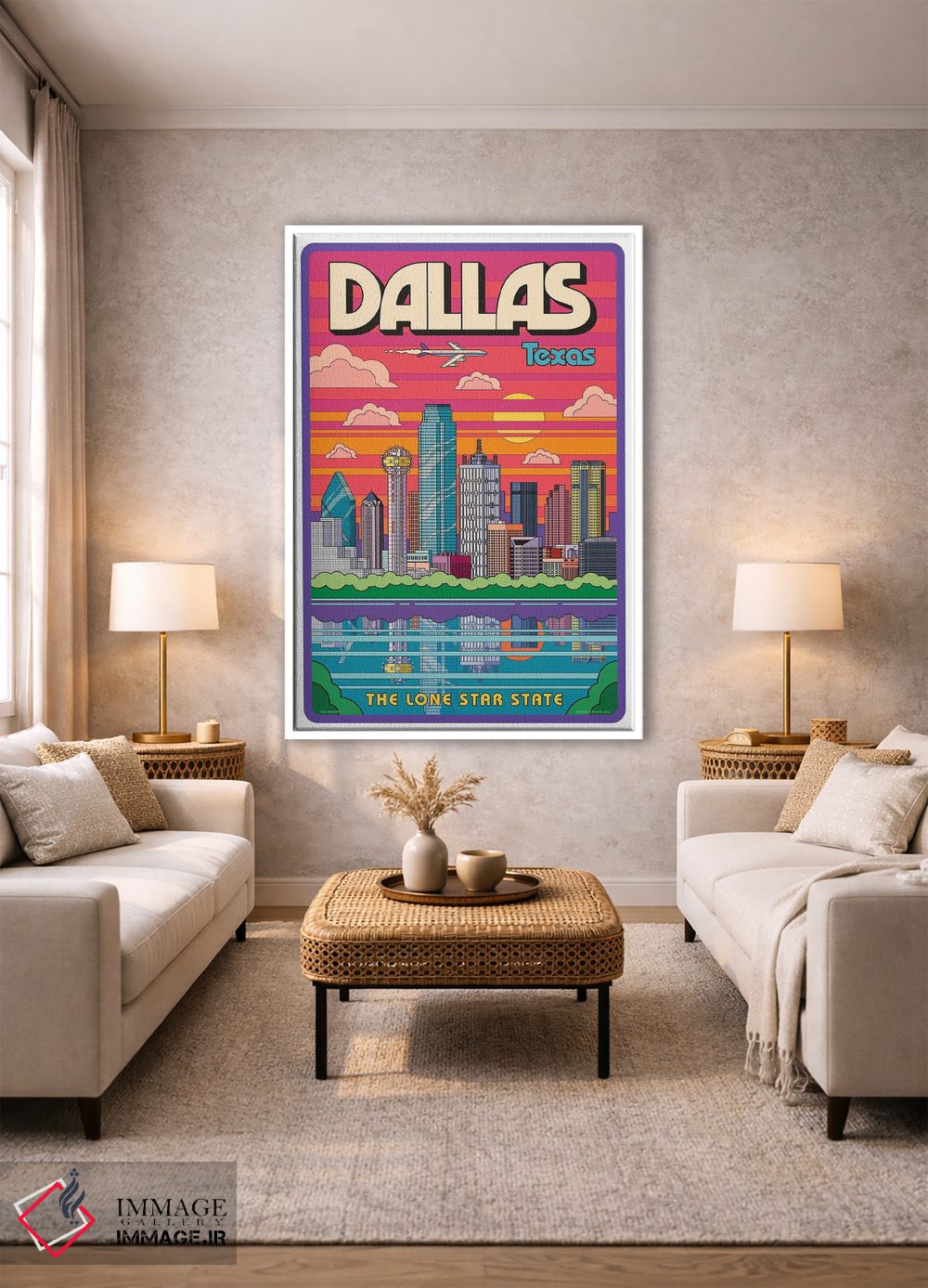 تابلو مدرن پوستر سفر پاپ آرت دالاس اثر جیم زانیسر - D1W