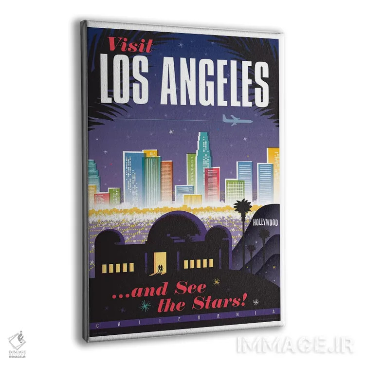 تابلو دکوراتیو پوستر سفر لس آنجلس اثر جیم زانیسر - نمای پرسپکتیو محصول
