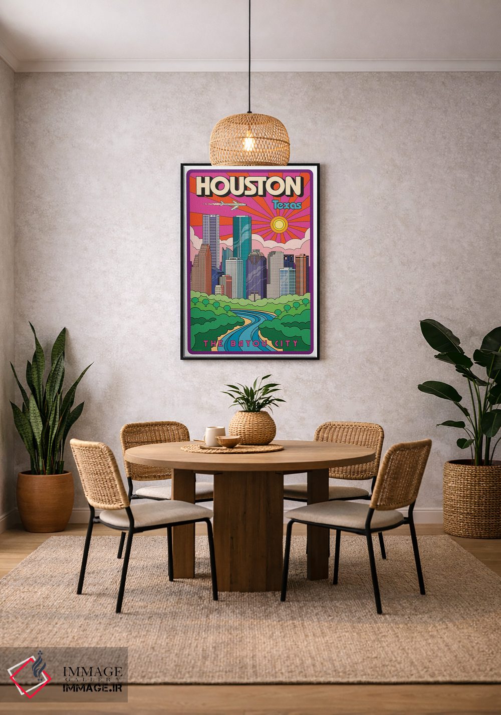 تابلو مدرن پوستر سفر پاپ آرت هیوستون اثر جیم زانیسر - D4B