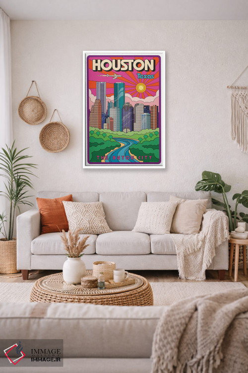 تابلو مدرن پوستر سفر پاپ آرت هیوستون اثر جیم زانیسر - D2W