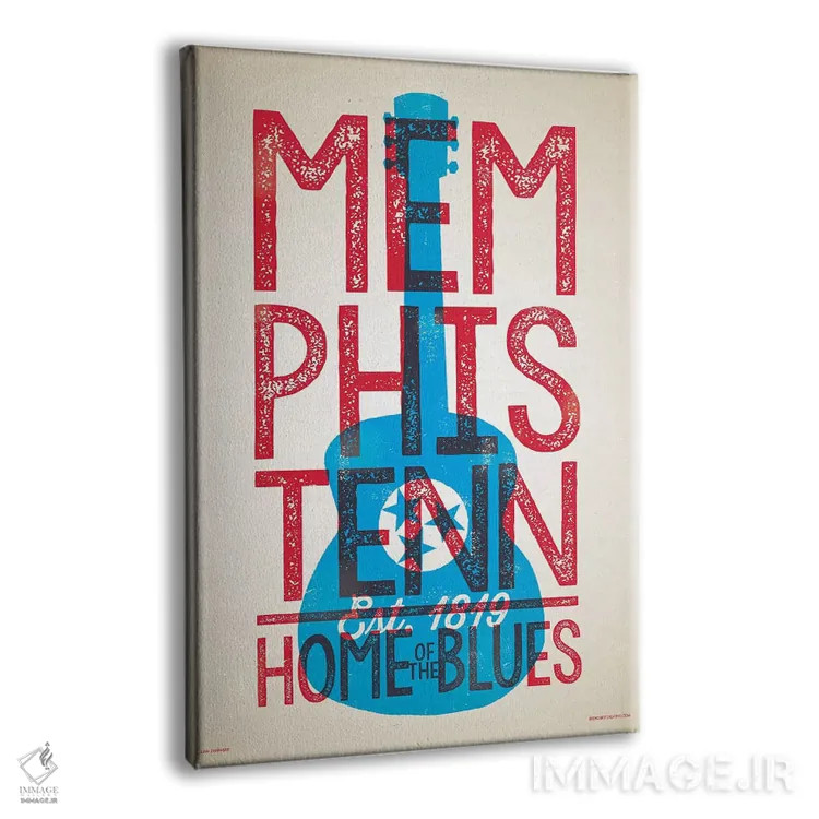 تابلو دکوراتیو پوستر چاپ حروف ممفیس؛ خانه بلوز اثر جیم زانیسر - نمای پرسپکتیو محصول