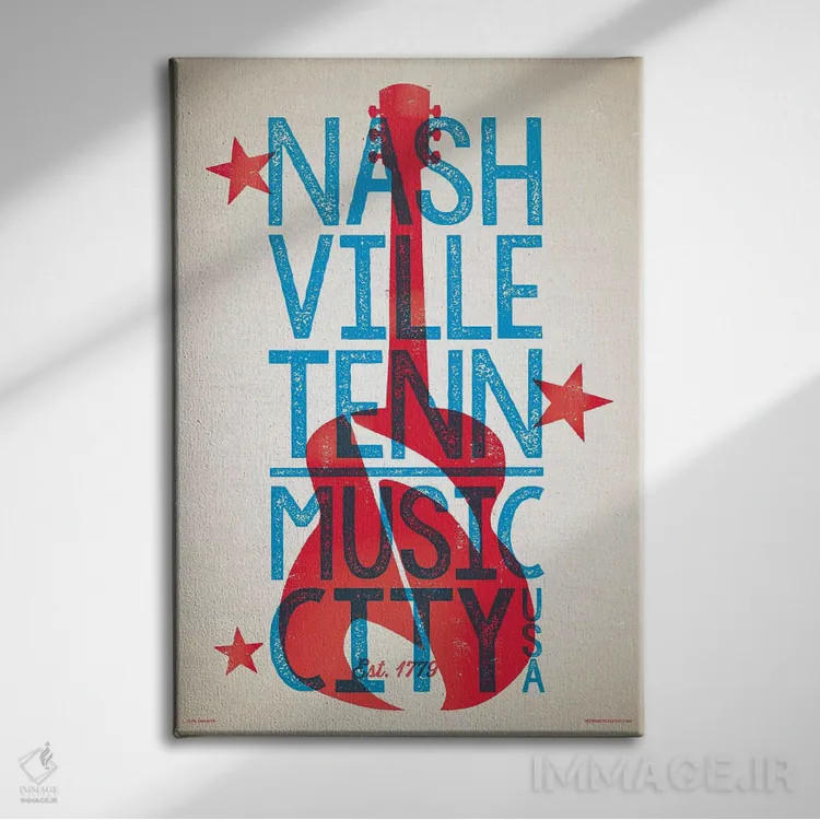 تابلو دکوراتیو پوستر چاپ حروف نشویل اثر جیم زانیسر - نمای روبهرو روی دیوار