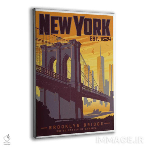 تابلو دکوراتیو پوستر سفر پل بروکلین نیویورک اثر جیم زانیسر - نمای پرسپکتیو محصول