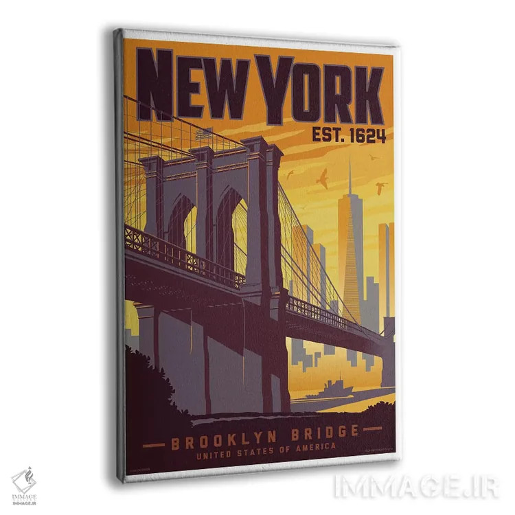 تابلو دکوراتیو پوستر سفر پل بروکلین نیویورک اثر جیم زانیسر - نمای پرسپکتیو محصول