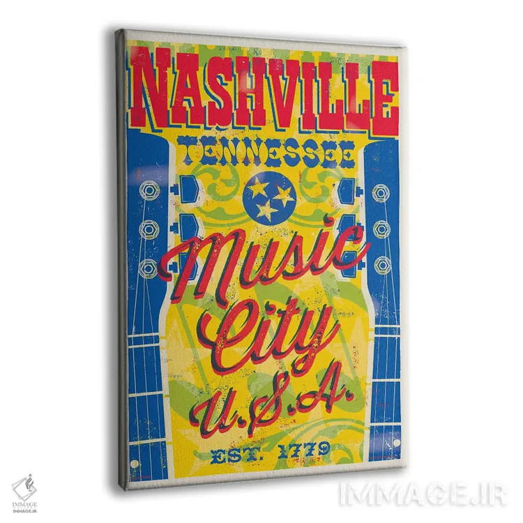 تابلو دکوراتیو پوستر نشویل؛ شهر موسیقی آمریکا اثر جیم زانیسر - نمای پرسپکتیو محصول