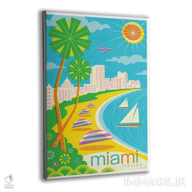 تابلو دکوراتیو پوستر سفر مدرن میامی اثر جیم زانیسر - نمای پرسپکتیو محصول