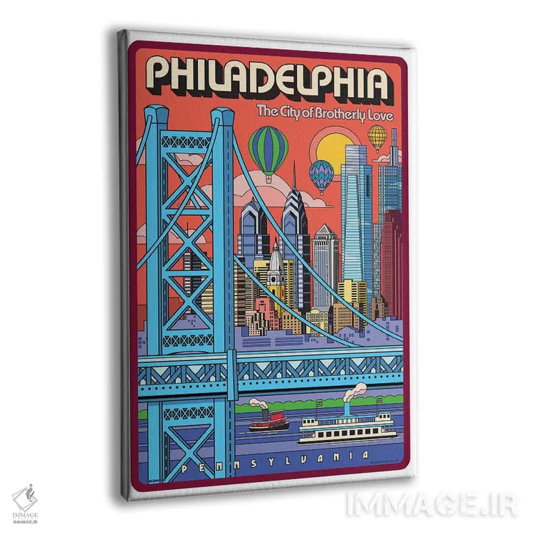 تابلو دکوراتیو پوستر سفر پاپ آرت فیلادلفیا اثر جیم زانیسر - نمای پرسپکتیو محصول