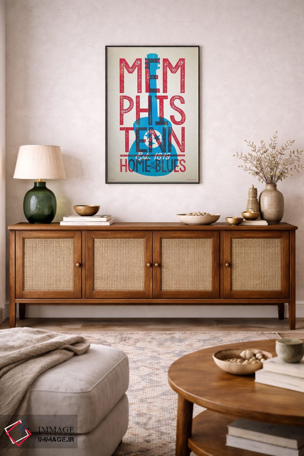 تابلو دکوراتیو پوستر چاپ حروف ممفیس؛ خانه بلوز اثر جیم زانیسر - D3B