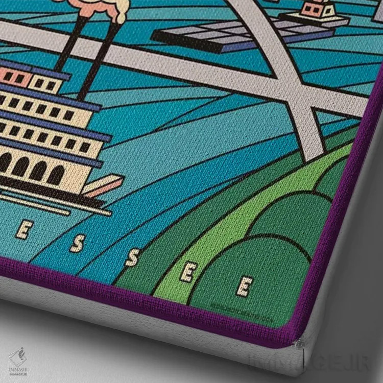 تابلو دکوراتیو پوستر سفر پاپ آرت نشویل اثر جیم زانیسر - نمای نزدیک بافت بوم