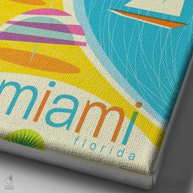 تابلو دکوراتیو پوستر سفر مدرن میامی اثر جیم زانیسر - نمای نزدیک بافت بوم