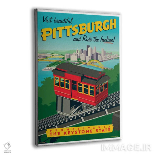 تابلو دکوراتیو پوستر سفر قطار کابلی پیتزبورگ اثر جیم زانیسر - نمای پرسپکتیو محصول