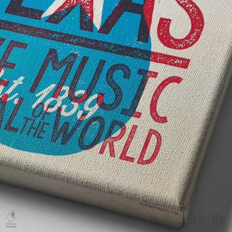 تابلو دکوراتیو آستین؛ پایتخت موسیقی زنده جهان اثر جیم زانیسر - نمای نزدیک بافت بوم