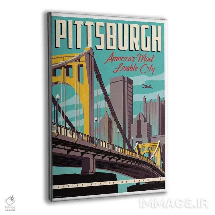 تابلو دکوراتیو پوستر پیتزبورگ؛ قابل زیست ترین شهر اثر جیم زانیسر - نمای پرسپکتیو محصول