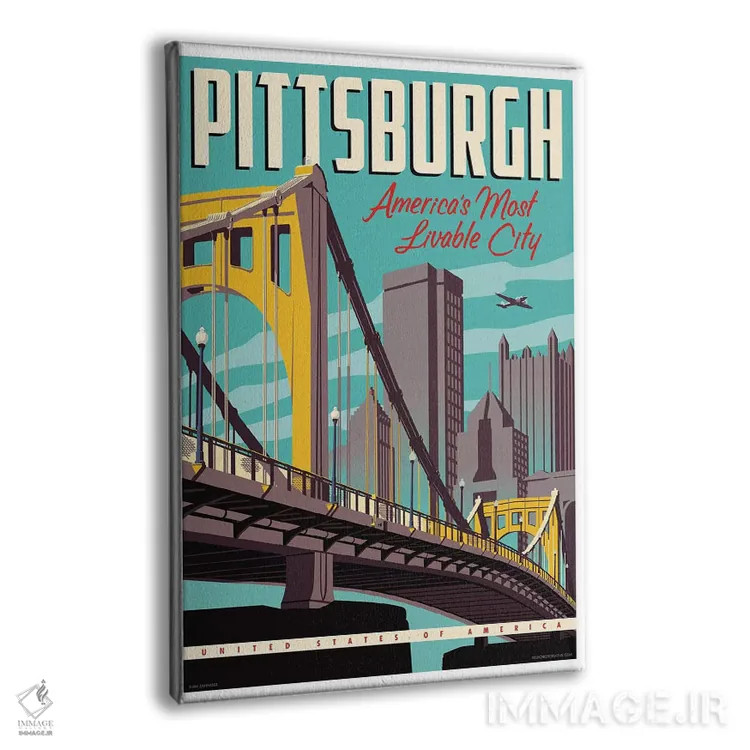 تابلو دکوراتیو پوستر پیتزبورگ؛ قابل زیست ترین شهر اثر جیم زانیسر - نمای پرسپکتیو محصول