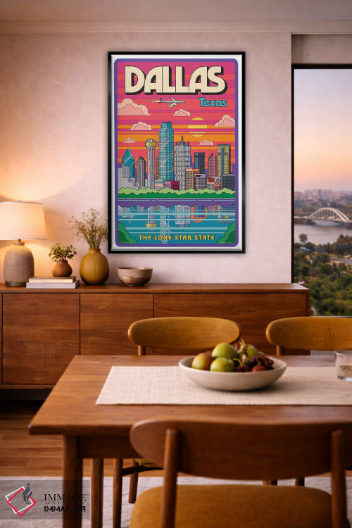 تابلو مدرن پوستر سفر پاپ آرت دالاس اثر جیم زانیسر - D6B