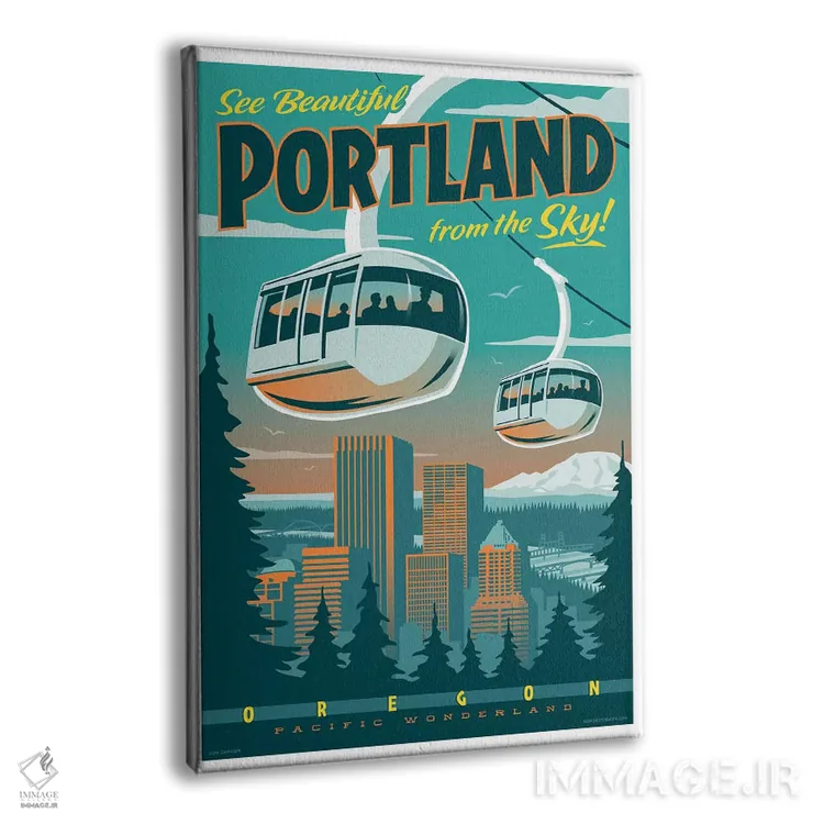 تابلو دکوراتیو پوستر سفر تراموا پورتلند اثر جیم زانیسر - نمای پرسپکتیو محصول