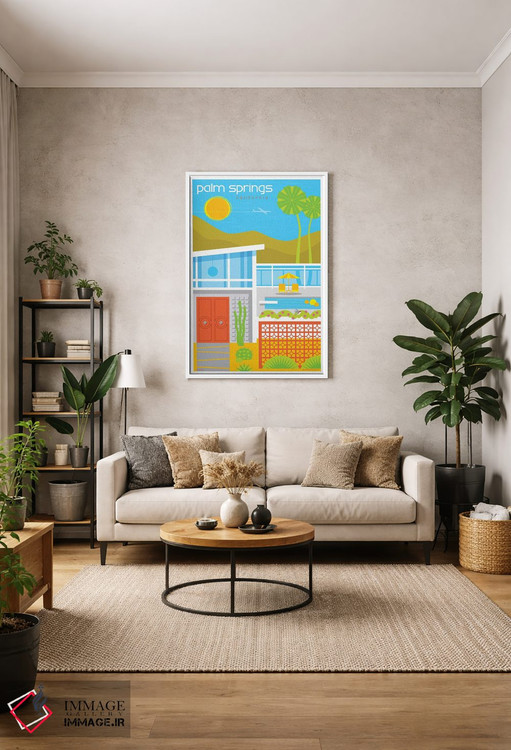 تابلو مدرن پوستر سفر خانه های دهه پنجاه پالم اسپرینگز اثر جیم زانیسر - D1W