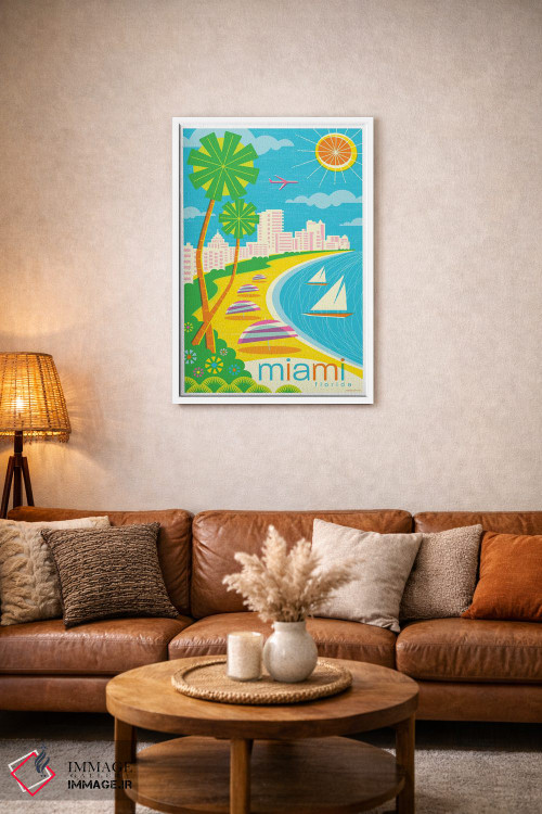 تابلو دکوراتیو پوستر سفر مدرن میامی اثر جیم زانیسر - D2W