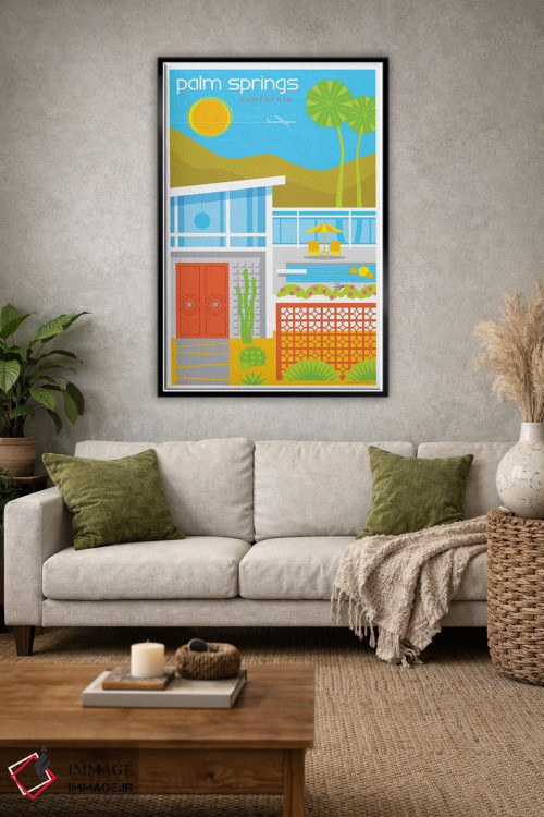 تابلو مدرن پوستر سفر خانه های دهه پنجاه پالم اسپرینگز اثر جیم زانیسر - D2B