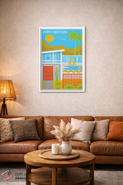 تابلو مدرن پوستر سفر خانه های دهه پنجاه پالم اسپرینگز اثر جیم زانیسر - D3W