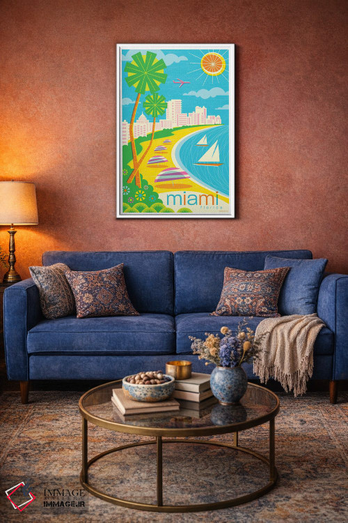 تابلو دکوراتیو پوستر سفر مدرن میامی اثر جیم زانیسر - D3W