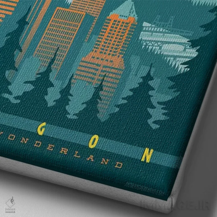 تابلو دکوراتیو پوستر سفر تراموا پورتلند اثر جیم زانیسر - نمای نزدیک بافت بوم