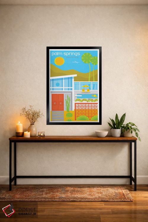 تابلو مدرن پوستر سفر خانه های دهه پنجاه پالم اسپرینگز اثر جیم زانیسر - D5B