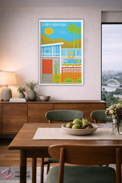 تابلو مدرن پوستر سفر خانه های دهه پنجاه پالم اسپرینگز اثر جیم زانیسر - D6W
