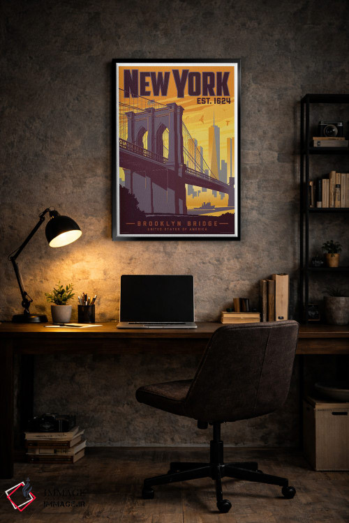 تابلو دکوراتیو پوستر سفر پل بروکلین نیویورک اثر جیم زانیسر - D6B