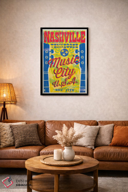 تابلو دکوراتیو پوستر نشویل؛ شهر موسیقی آمریکا اثر جیم زانیسر - D3B