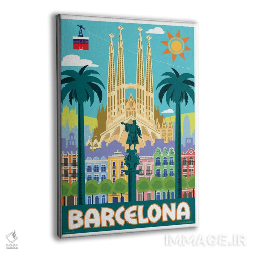 تابلو دکوراتیو پوستر سفر بارسلونا اثر جیم زانیسر - نمای پرسپکتیو محصول