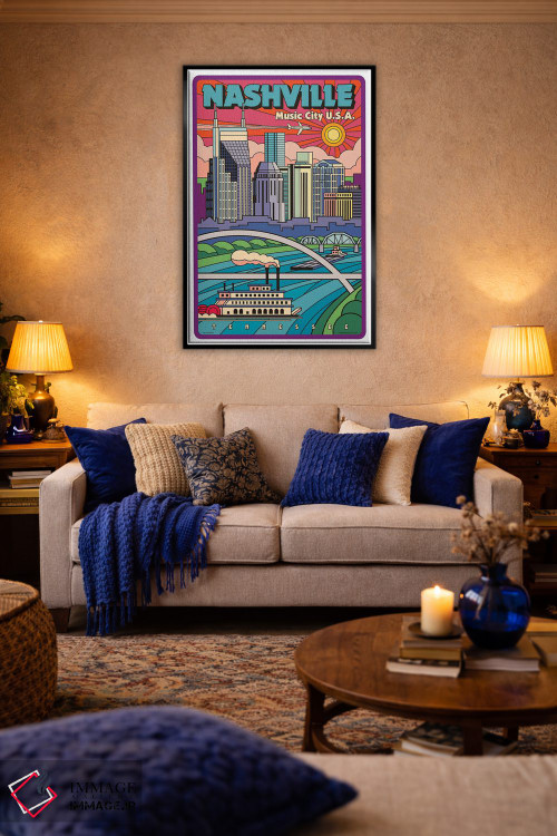 تابلو دکوراتیو پوستر سفر پاپ آرت نشویل اثر جیم زانیسر - D5B