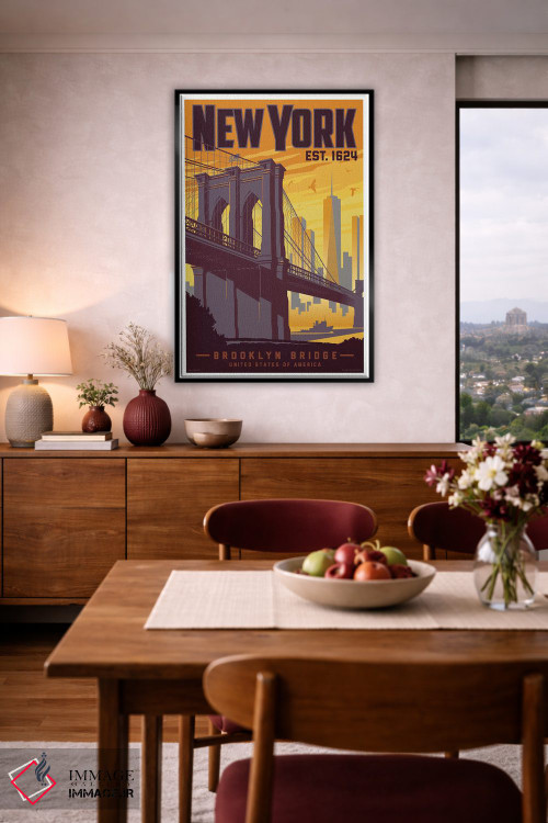 تابلو دکوراتیو پوستر سفر پل بروکلین نیویورک اثر جیم زانیسر - D5B