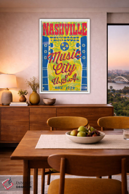 تابلو دکوراتیو پوستر نشویل؛ شهر موسیقی آمریکا اثر جیم زانیسر - D6W