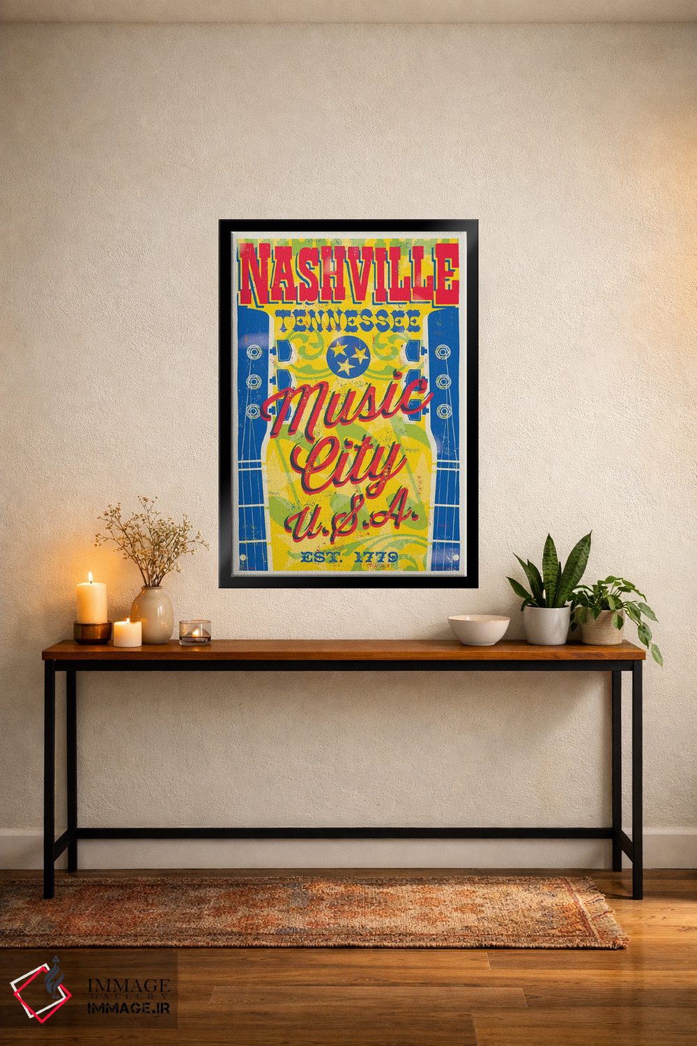 تابلو دکوراتیو پوستر نشویل؛ شهر موسیقی آمریکا اثر جیم زانیسر - D5B