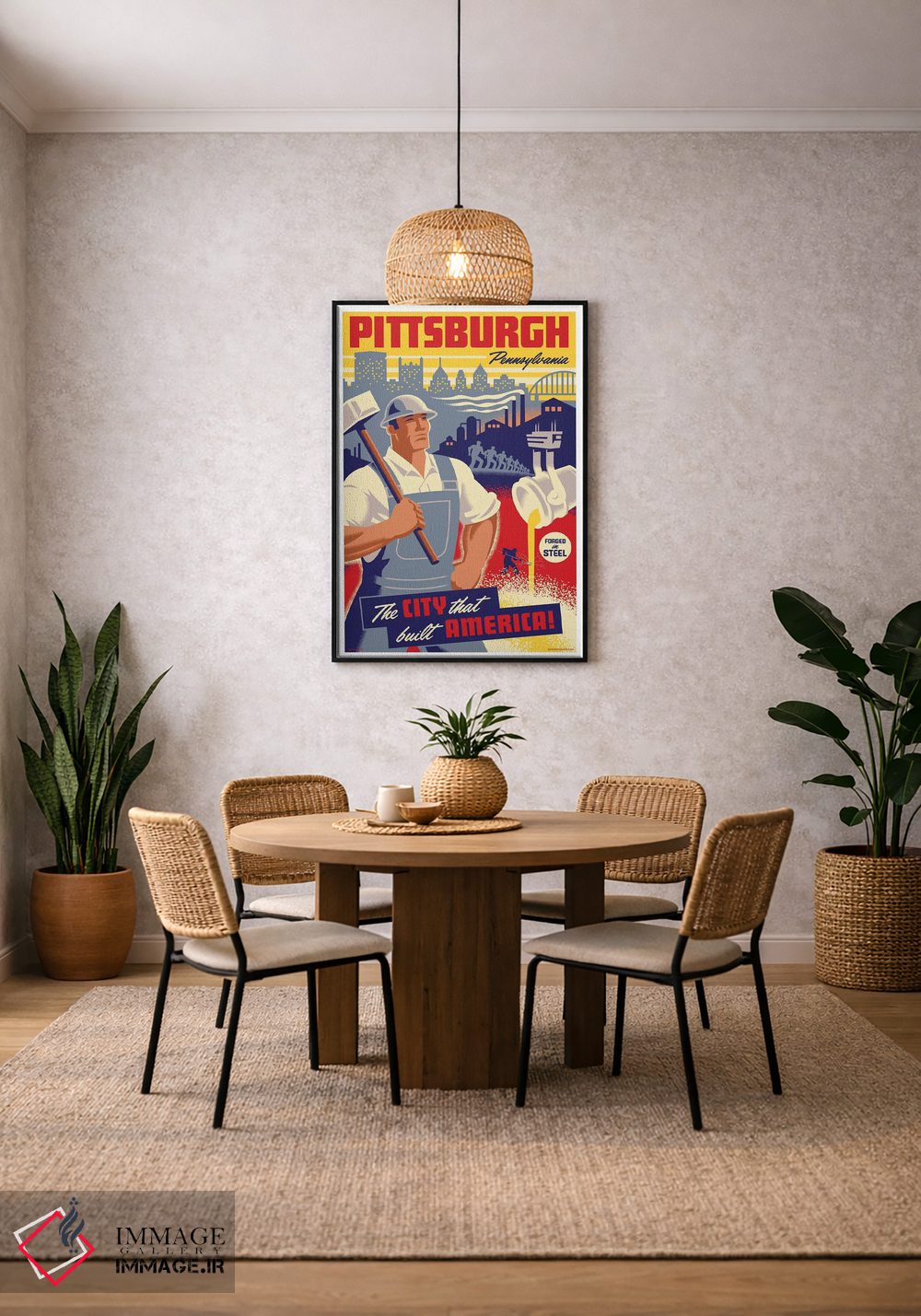 تابلو دکوراتیو پوستر سفر کارگر فولاد پیتزبورگ اثر جیم زانیسر - D3B