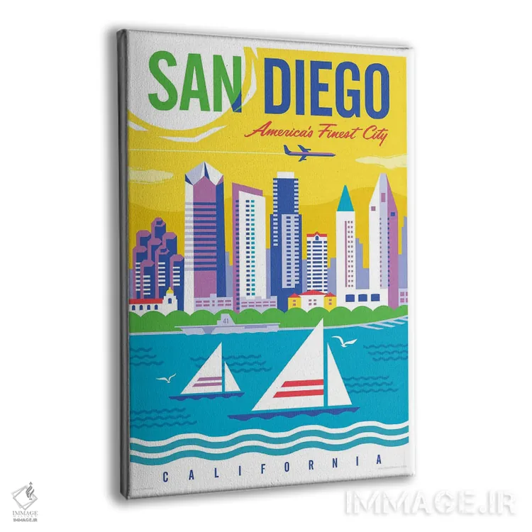 تابلو دکوراتیو پوستر سفر سن دیگو اثر جیم زانیسر - نمای پرسپکتیو محصول