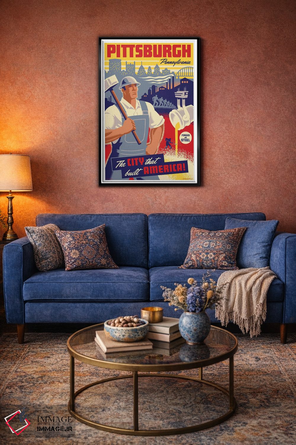 تابلو دکوراتیو پوستر سفر کارگر فولاد پیتزبورگ اثر جیم زانیسر - D4B
