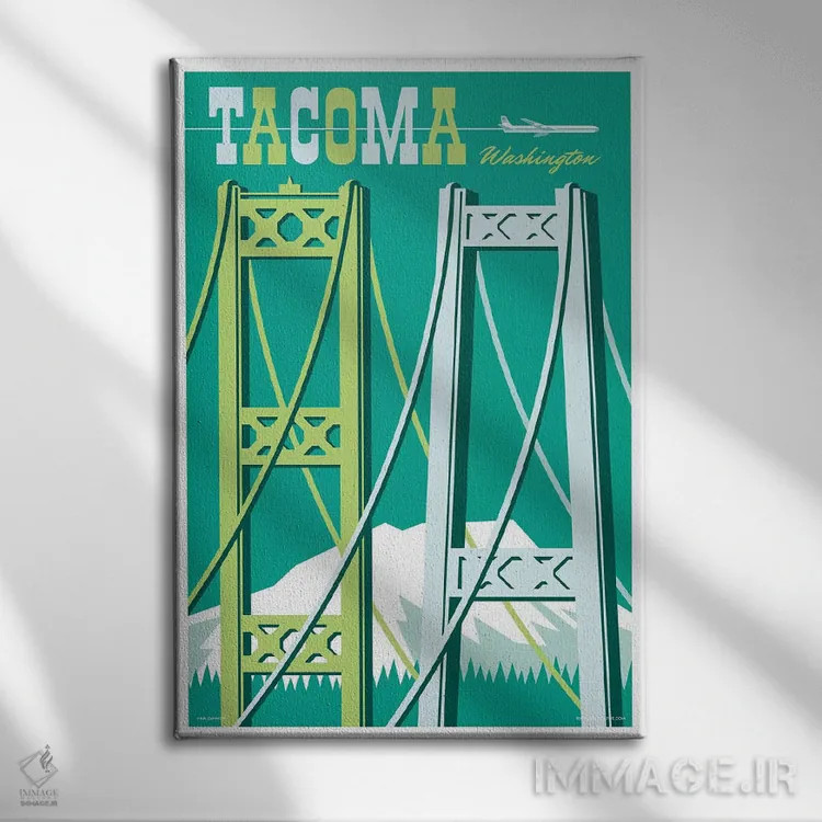 تابلو دکوراتیو پوستر سفر پل های تاکوما I اثر جیم زانیسر - نمای روبهرو روی دیوار