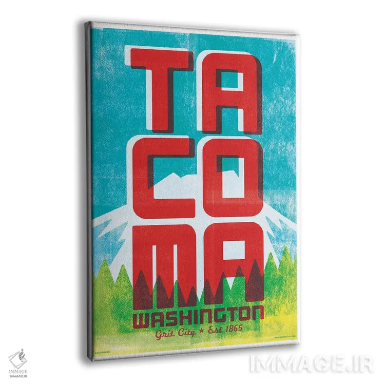 تابلو دکوراتیو پوستر تایپوگرافی تاکوما اثر جیم زانیسر - نمای پرسپکتیو محصول