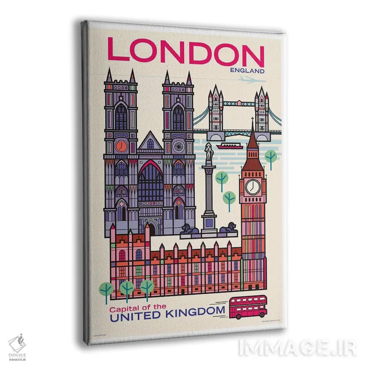 تابلو دکوراتیو پوستر سفر لندن اثر جیم زانیسر - نمای پرسپکتیو محصول